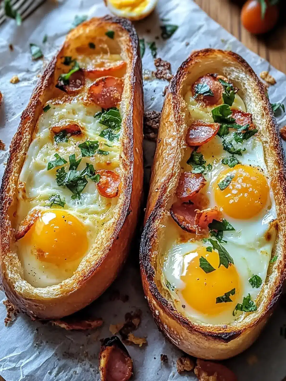 Delicious Baked Egg Boats with Turkey Bacon and Veggies 5 Baked Egg Boats