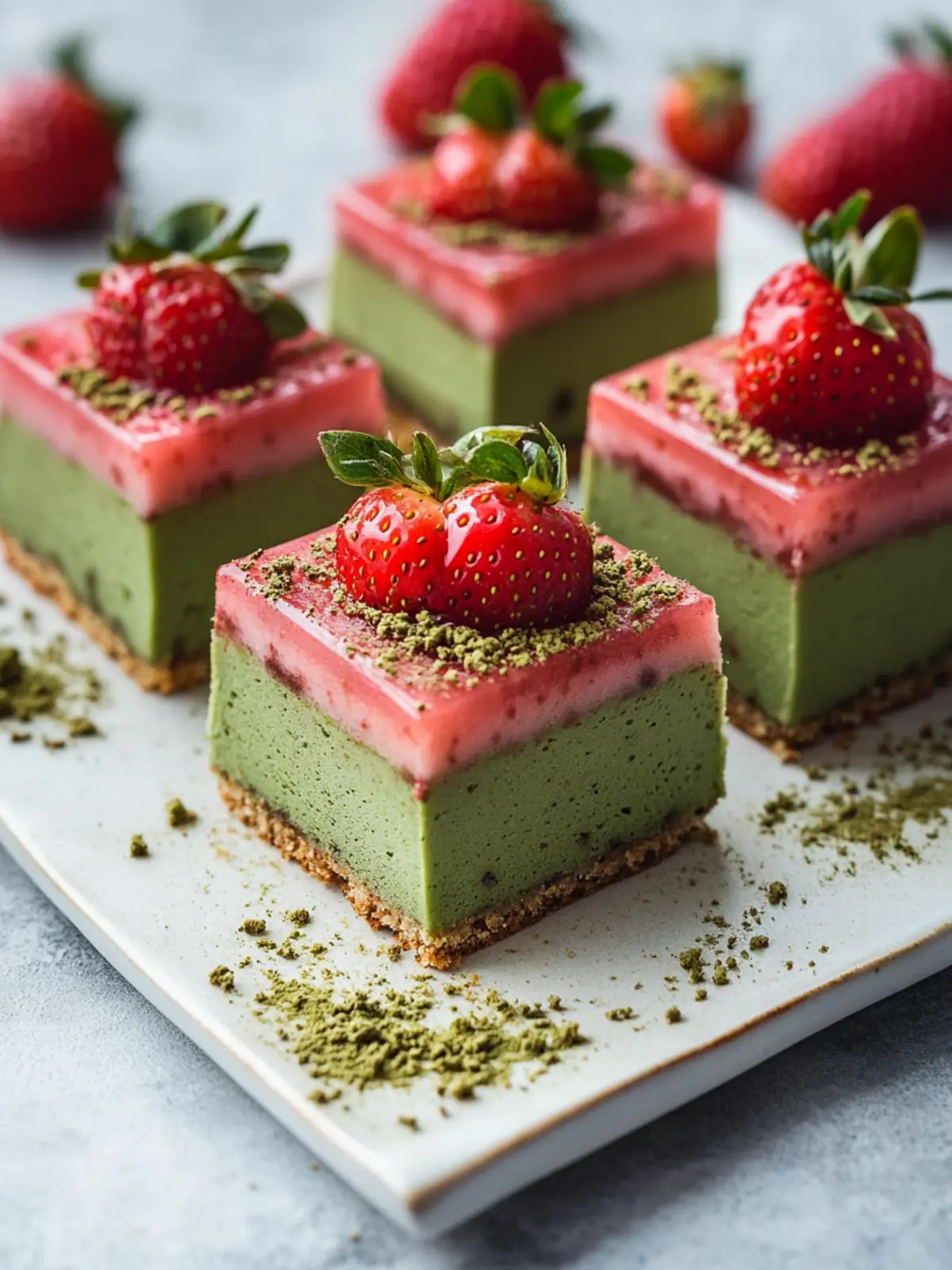 Matcha Strawberry Cream Bars
