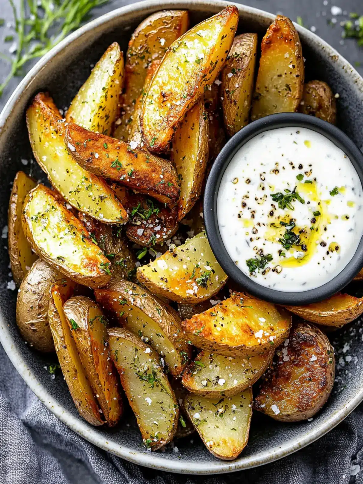 Crispy Greek Potato Wedges with Yogurt Sauce Bliss 5 Greek Potato Wedges with Yogurt Sauce