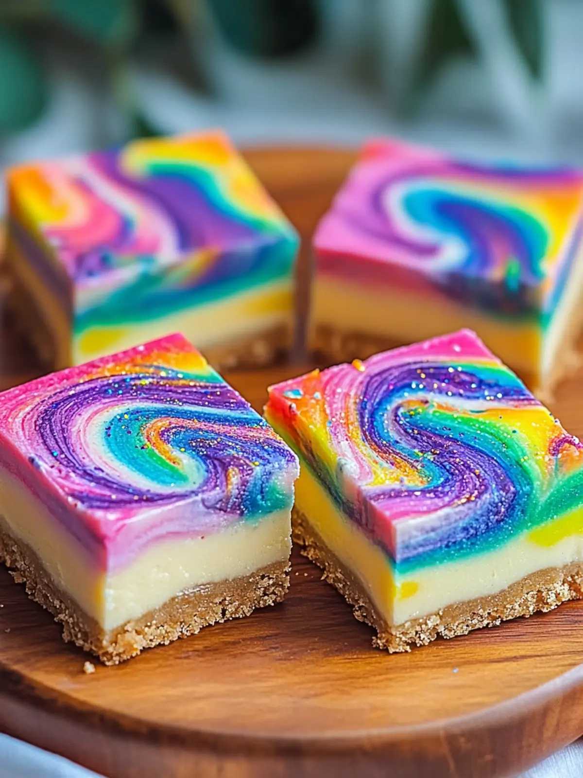 Rainbow Cheesecake Swirl Bars to Brighten Your Day 5 Rainbow Cheesecake Swirl Bars
