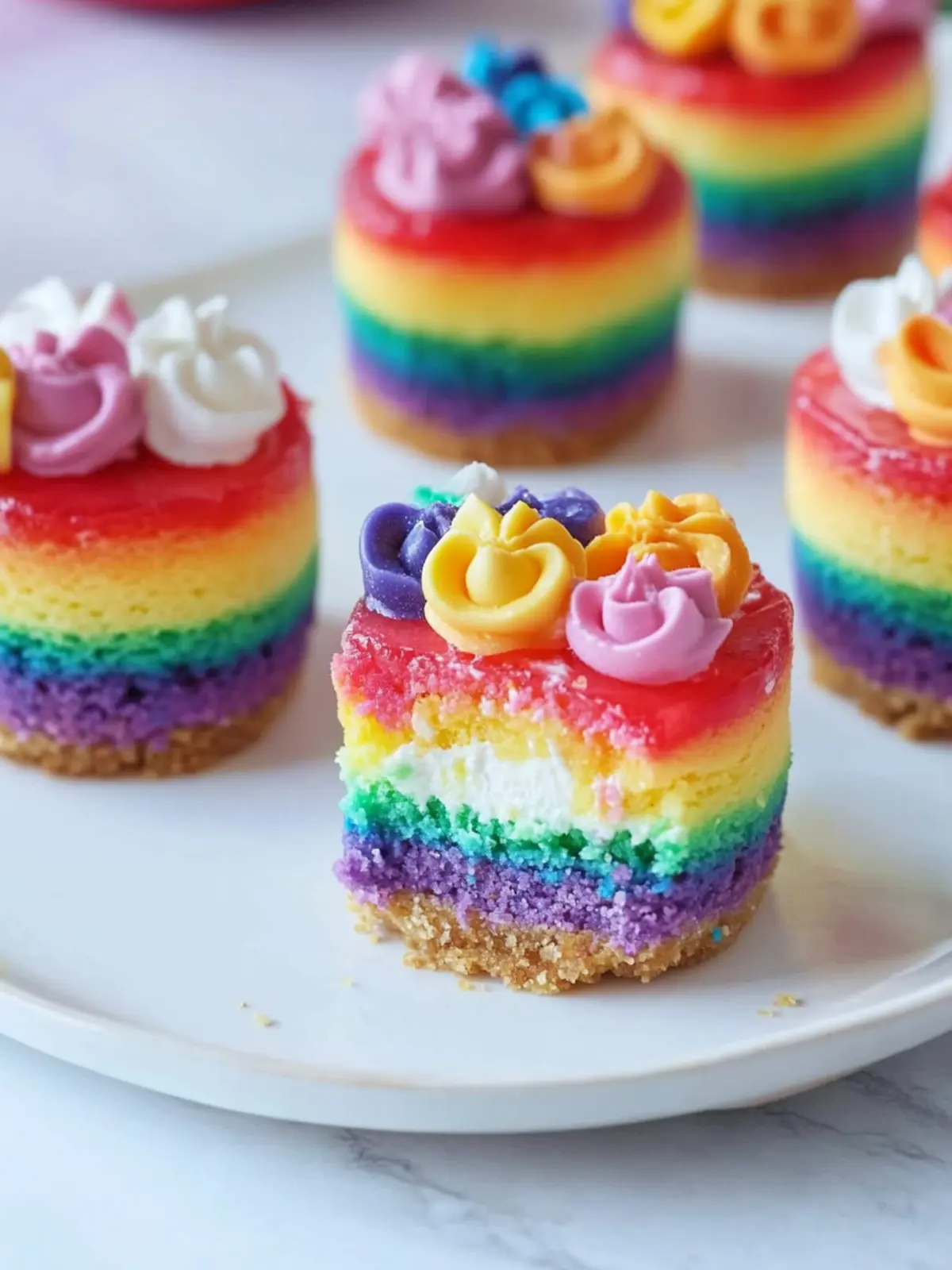 Mini Rainbow Cheesecake Bites with Golden Oreo Bliss 5 Mini Rainbow Cheesecake Bites
