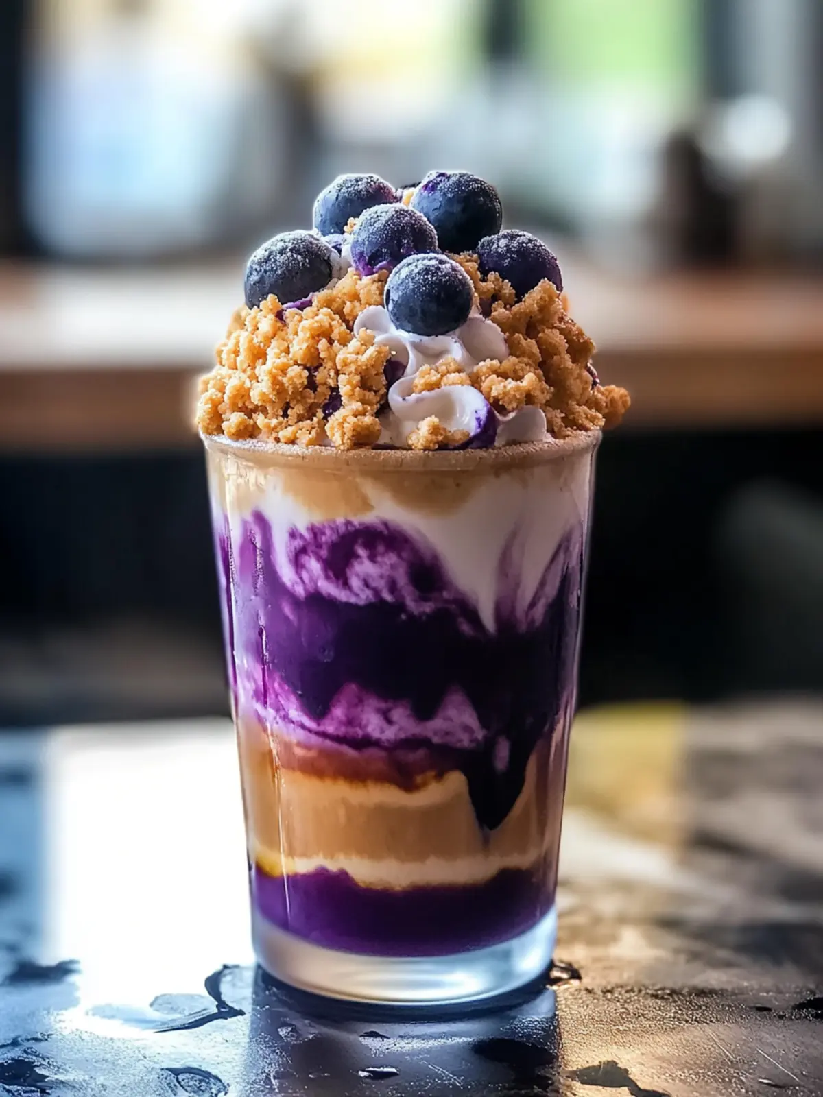 Blueberry Crumble Iced Latte: Cool Off with Custom Flavor Fun 2 Blueberry Crumble Iced Latte