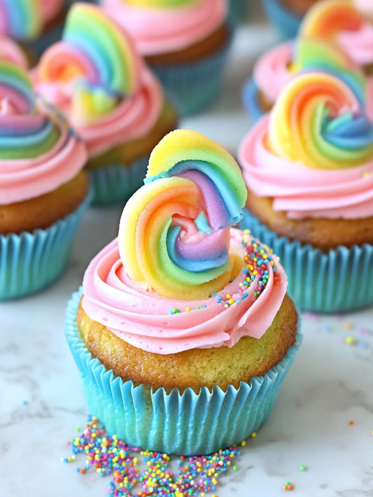 Magical Rainbow Cupcakes with a Hidden Sweet Surprise 4 Rainbow Cupcakes