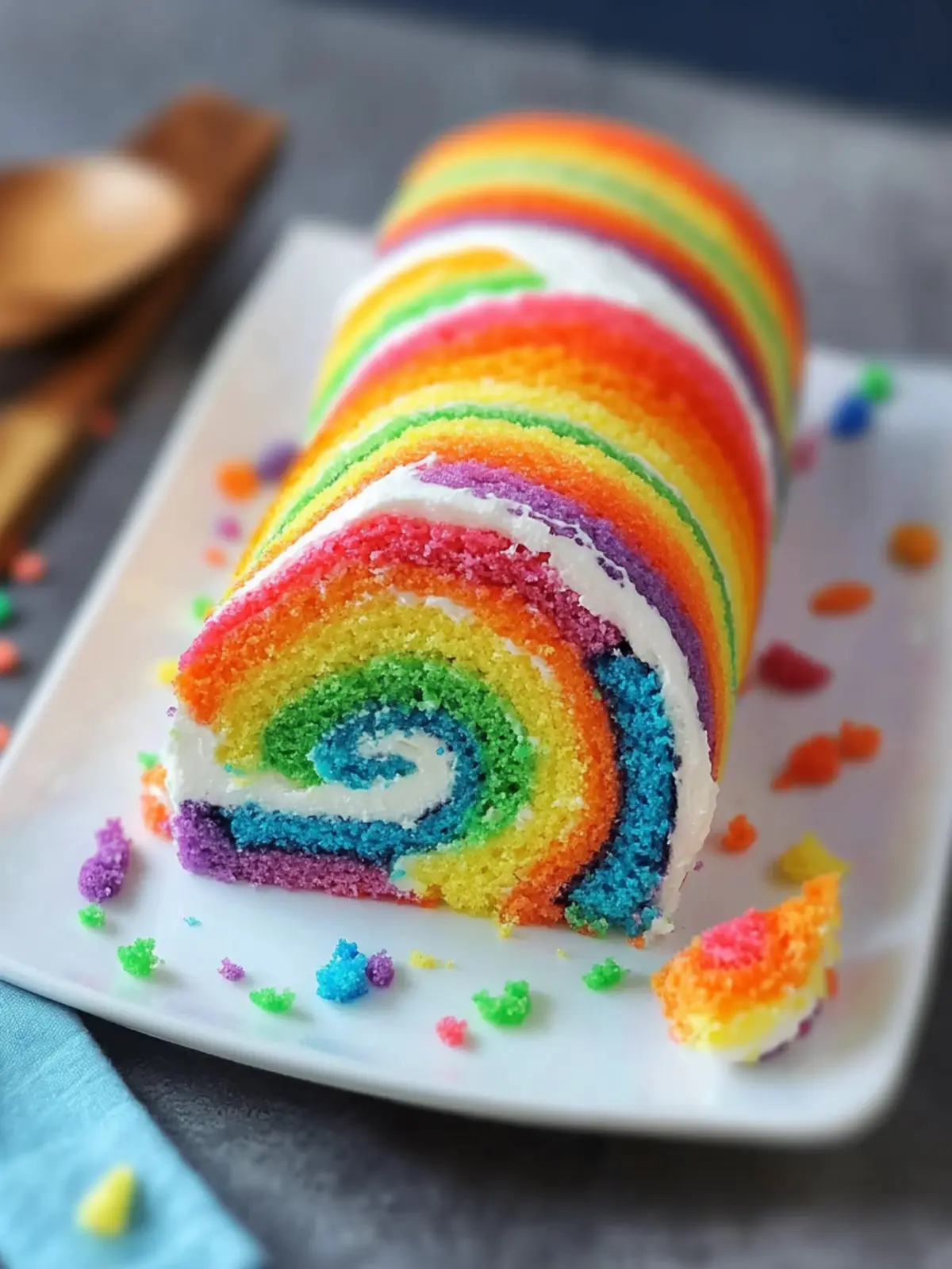 Vibrant Rainbow Cake Roll: A Sweet Celebration Delight 2 Rainbow Cake Roll