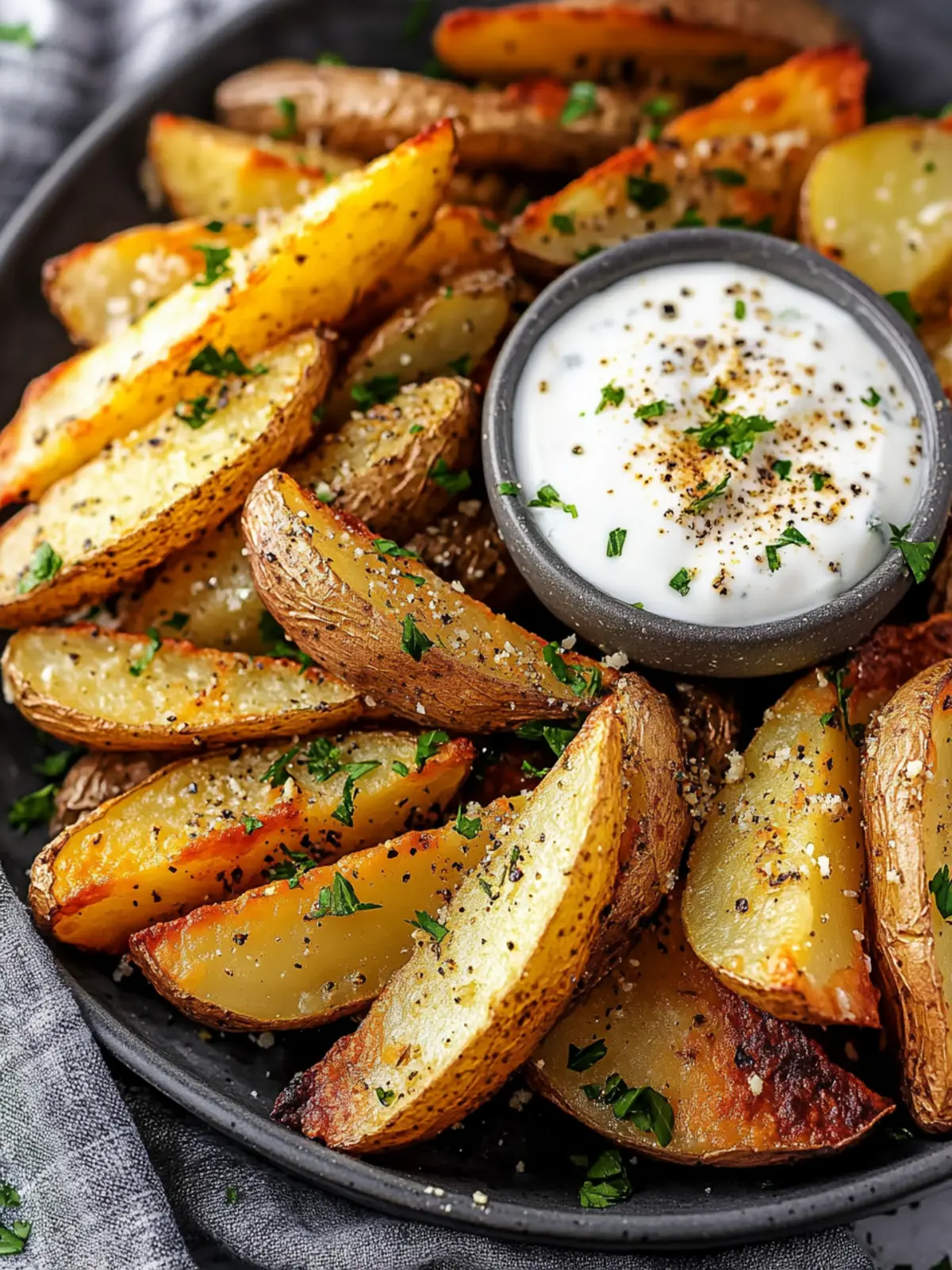Crispy Greek Potato Wedges with Yogurt Sauce Bliss 3 Greek Potato Wedges with Yogurt Sauce
