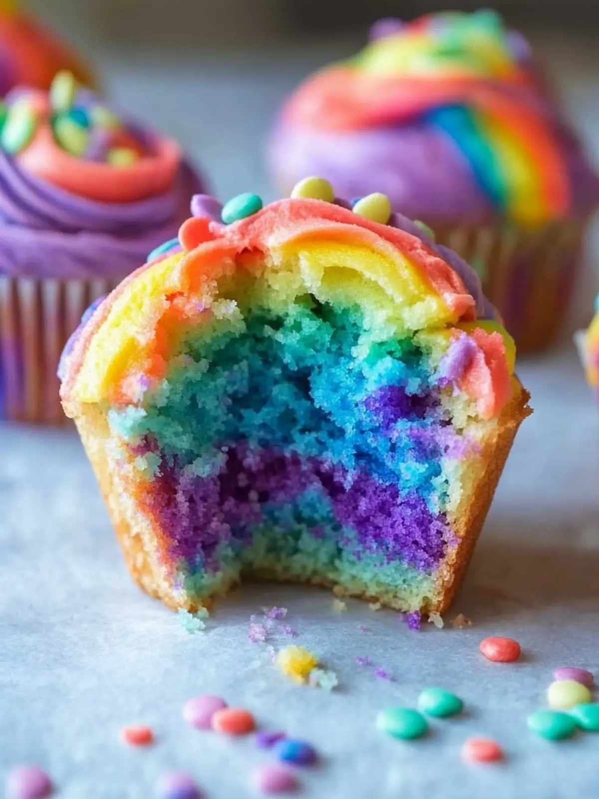 Colorful Vanilla Rainbow Muffins That Bring Joy to Every Bite 4 Vanilla Rainbow Muffin