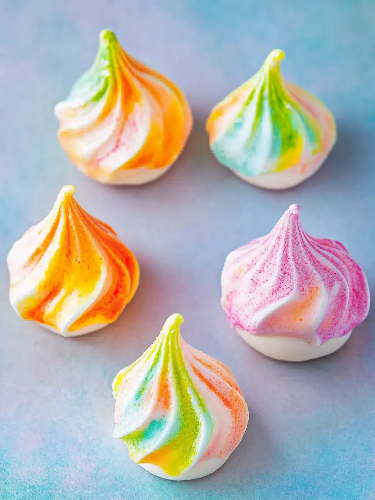 Rainbow Sherbet Meringues: A Colorful Summer Delight 5 Rainbow Sherbet Meringues