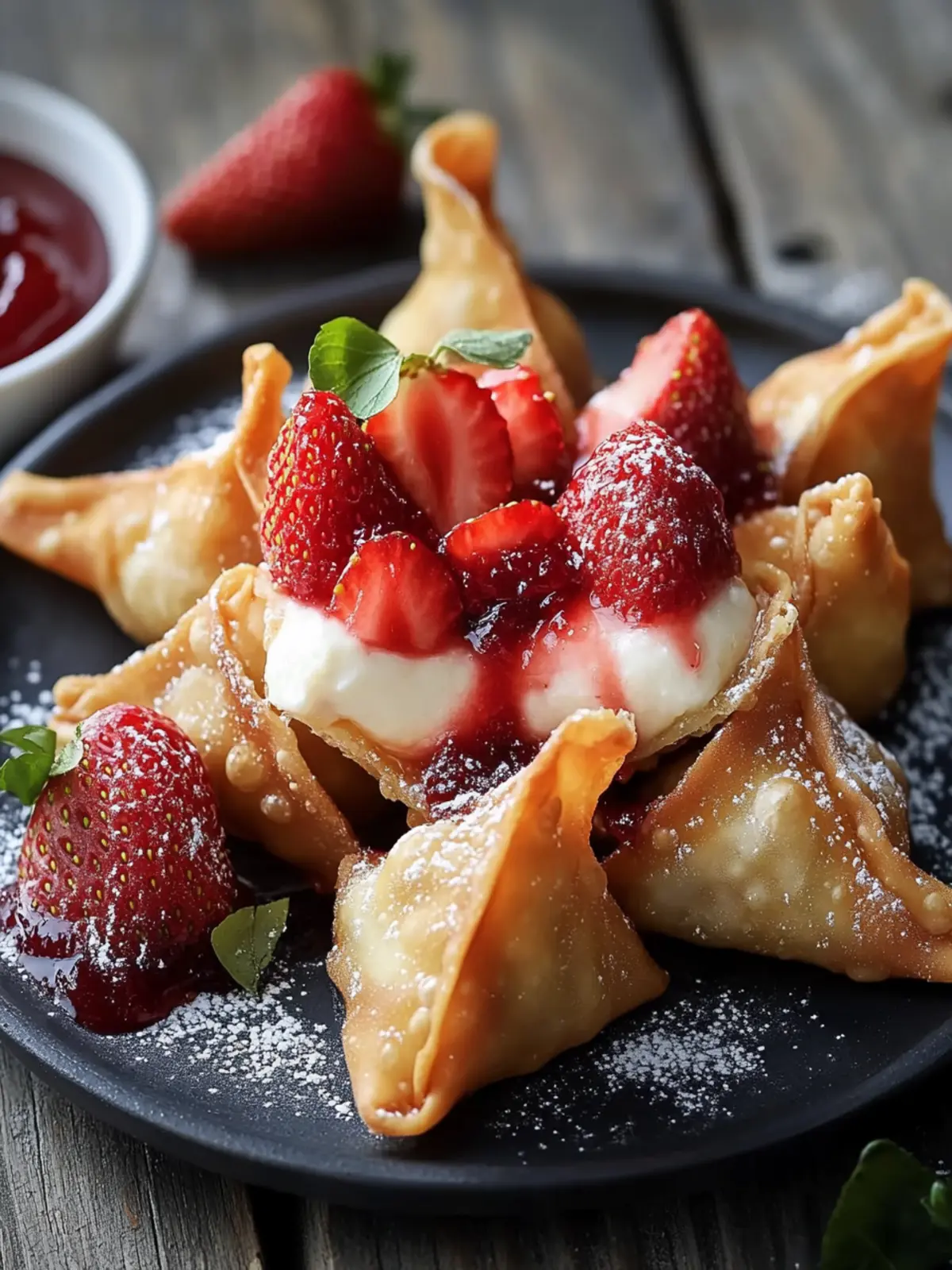 Crispy Strawberry Cheesecake Wontons: Easy and Delicious! 4 Strawberry Cheesecake Wontons