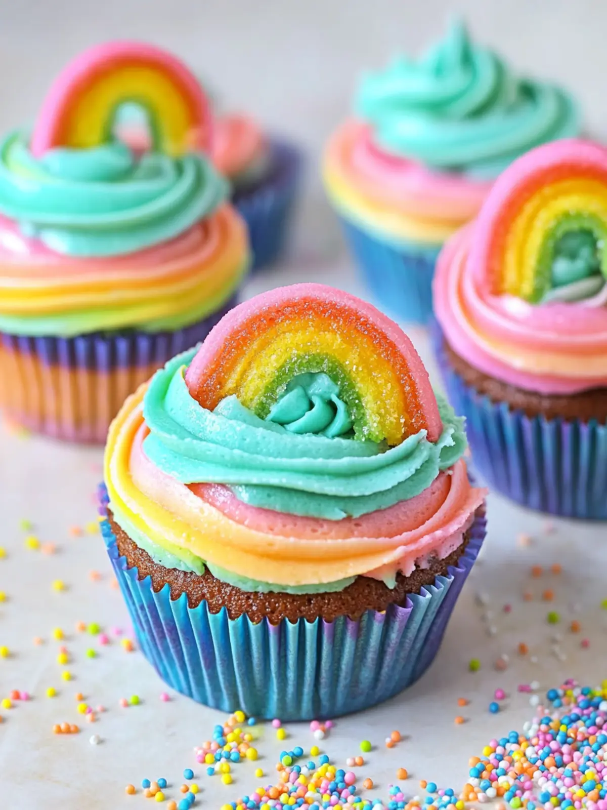 Magical Rainbow Cupcakes with a Hidden Sweet Surprise 2 Rainbow Cupcakes