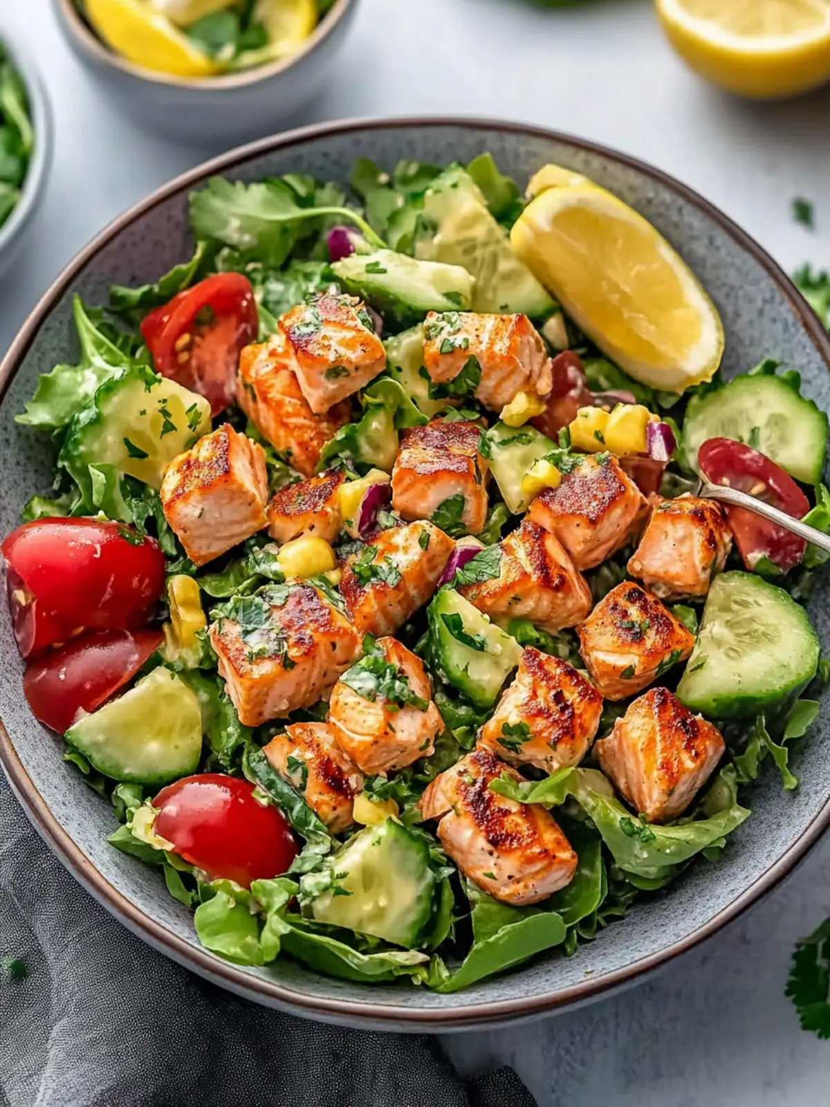 Creamy Bang Bang Salmon Salad