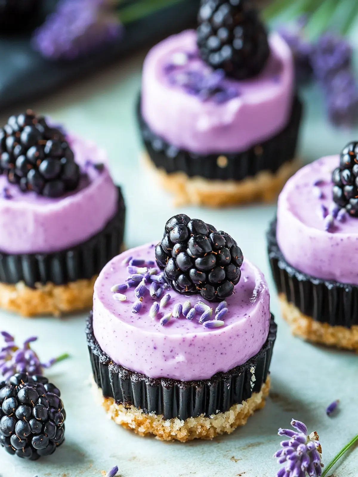 Delicious Mini Blackberry Lavender Cheesecakes to Wow Guests 3 Mini Blackberry Lavender Cheesecakes