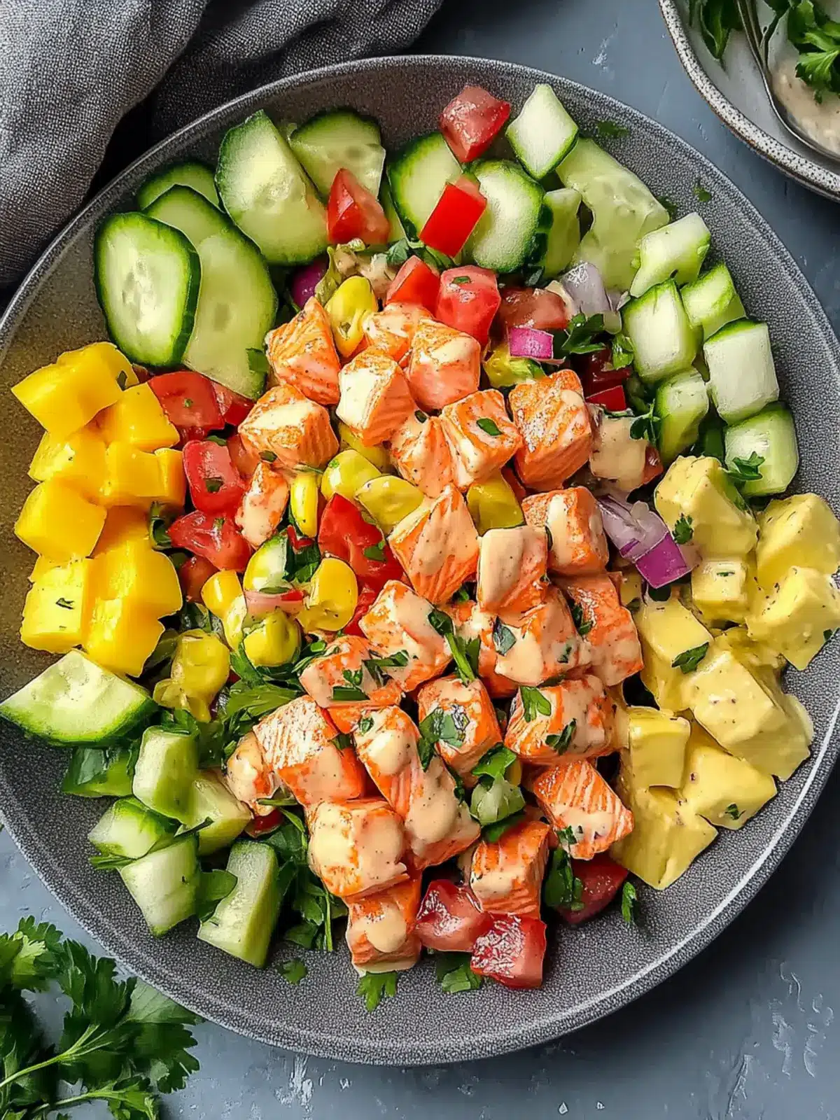 Creamy Bang Bang Salmon Salad
