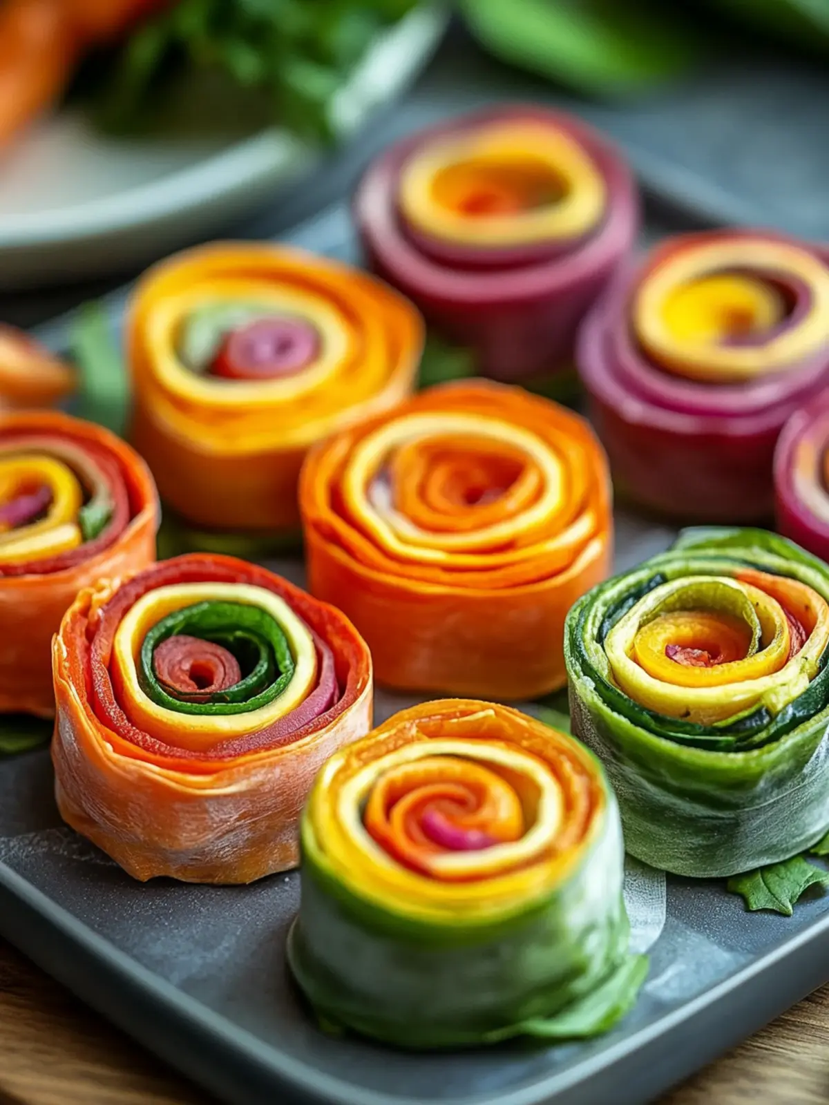 Rainbow Veggie Pinwheels: Colorful, Healthy Snack Delight! 3 Rainbow Veggie Pinwheels