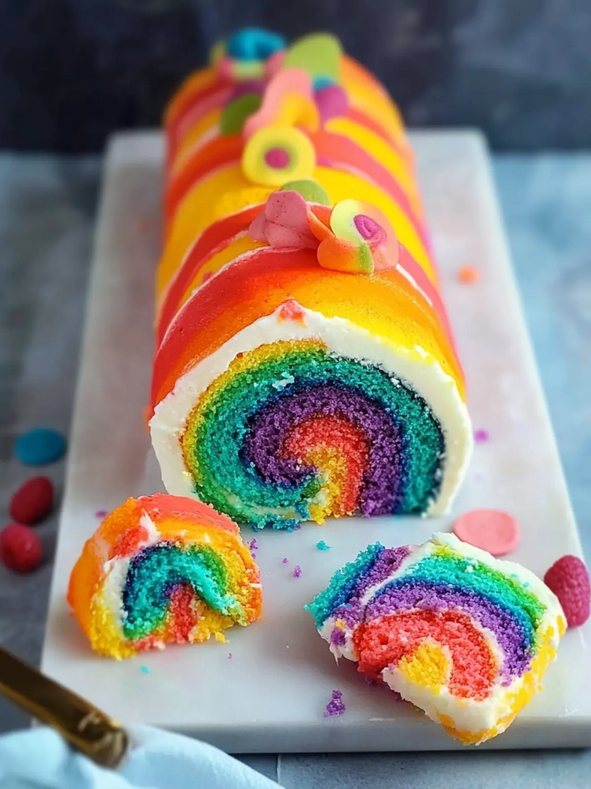 Vibrant Rainbow Cake Roll: A Sweet Celebration Delight 3 Rainbow Cake Roll