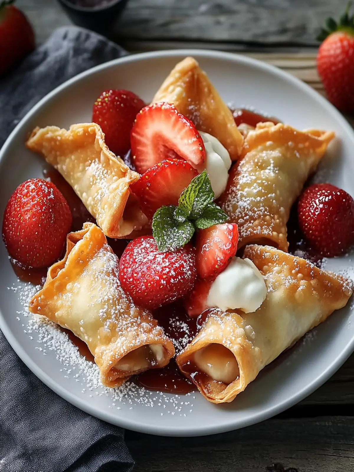 Crispy Strawberry Cheesecake Wontons: Easy and Delicious! 2 Strawberry Cheesecake Wontons