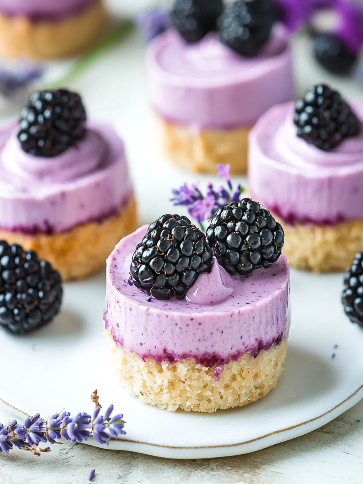 Delicious Mini Blackberry Lavender Cheesecakes to Wow Guests 2 Mini Blackberry Lavender Cheesecakes