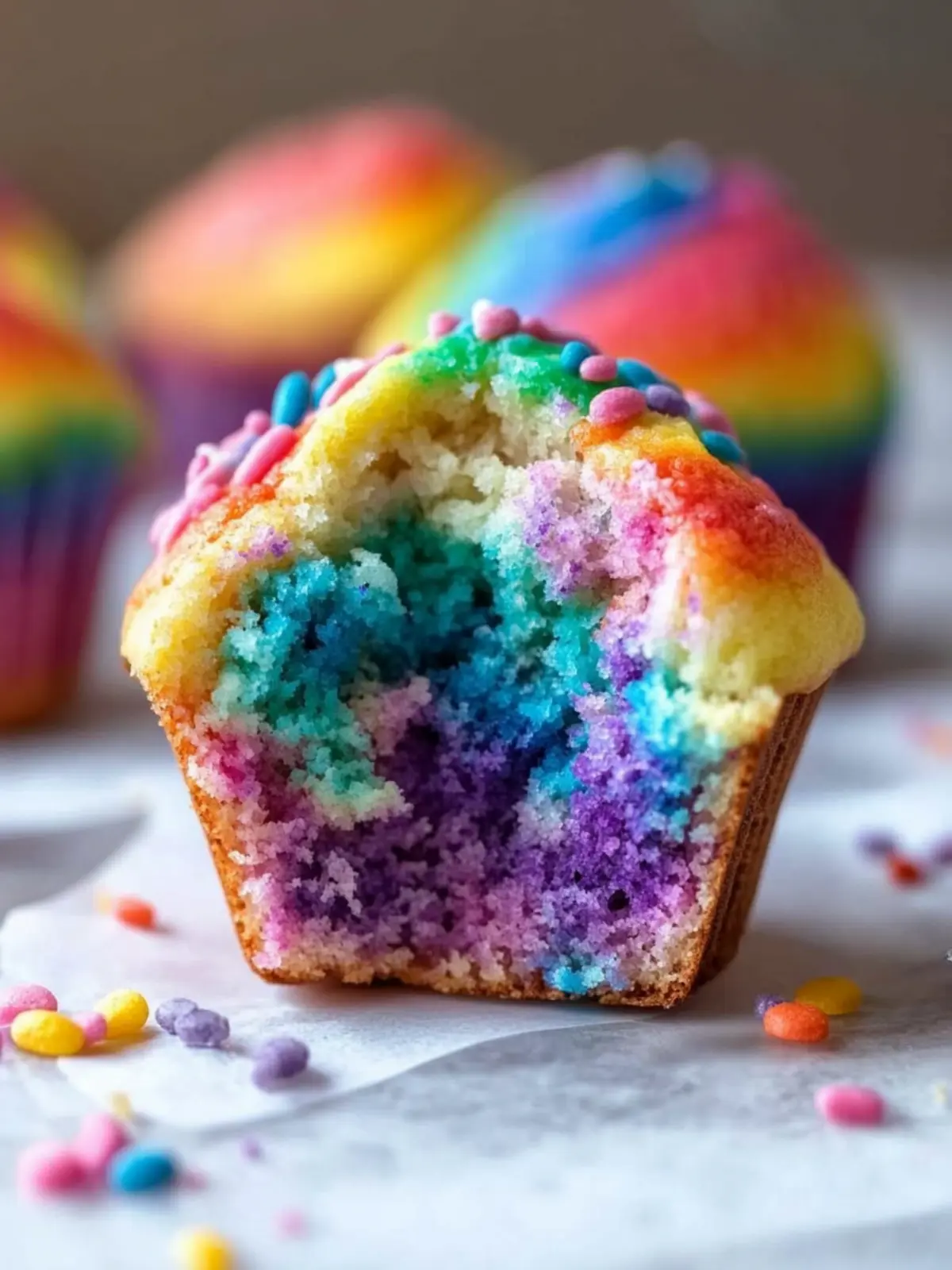 Colorful Vanilla Rainbow Muffins That Bring Joy to Every Bite 2 Vanilla Rainbow Muffin