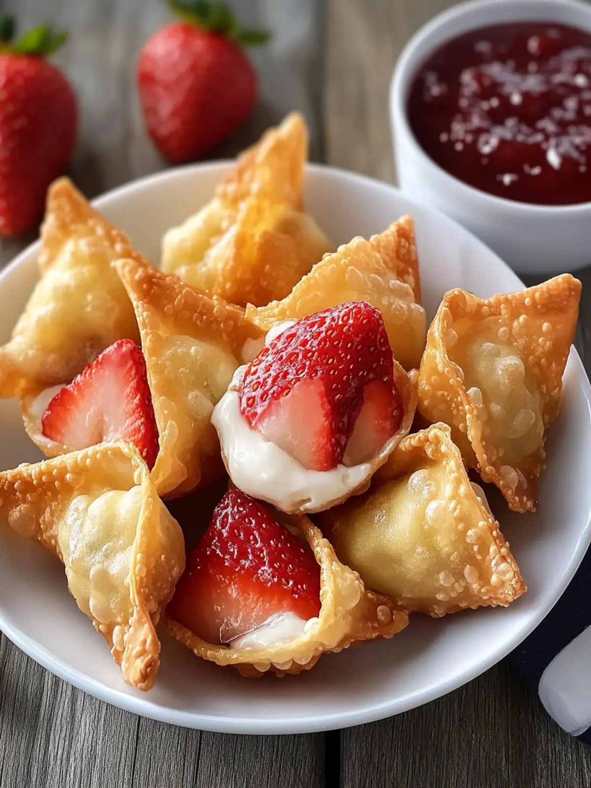 Crispy Strawberry Cheesecake Wontons: Easy and Delicious! 3 Strawberry Cheesecake Wontons