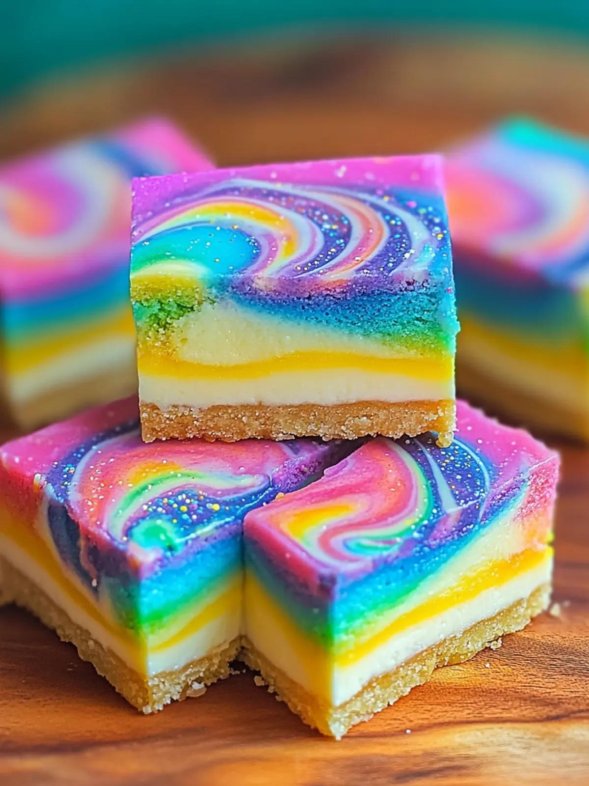 Rainbow Cheesecake Swirl Bars to Brighten Your Day 2 Rainbow Cheesecake Swirl Bars
