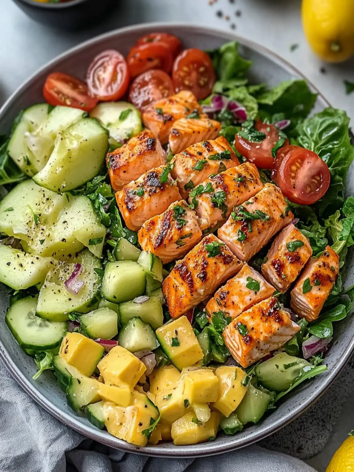 Creamy Bang Bang Salmon Salad