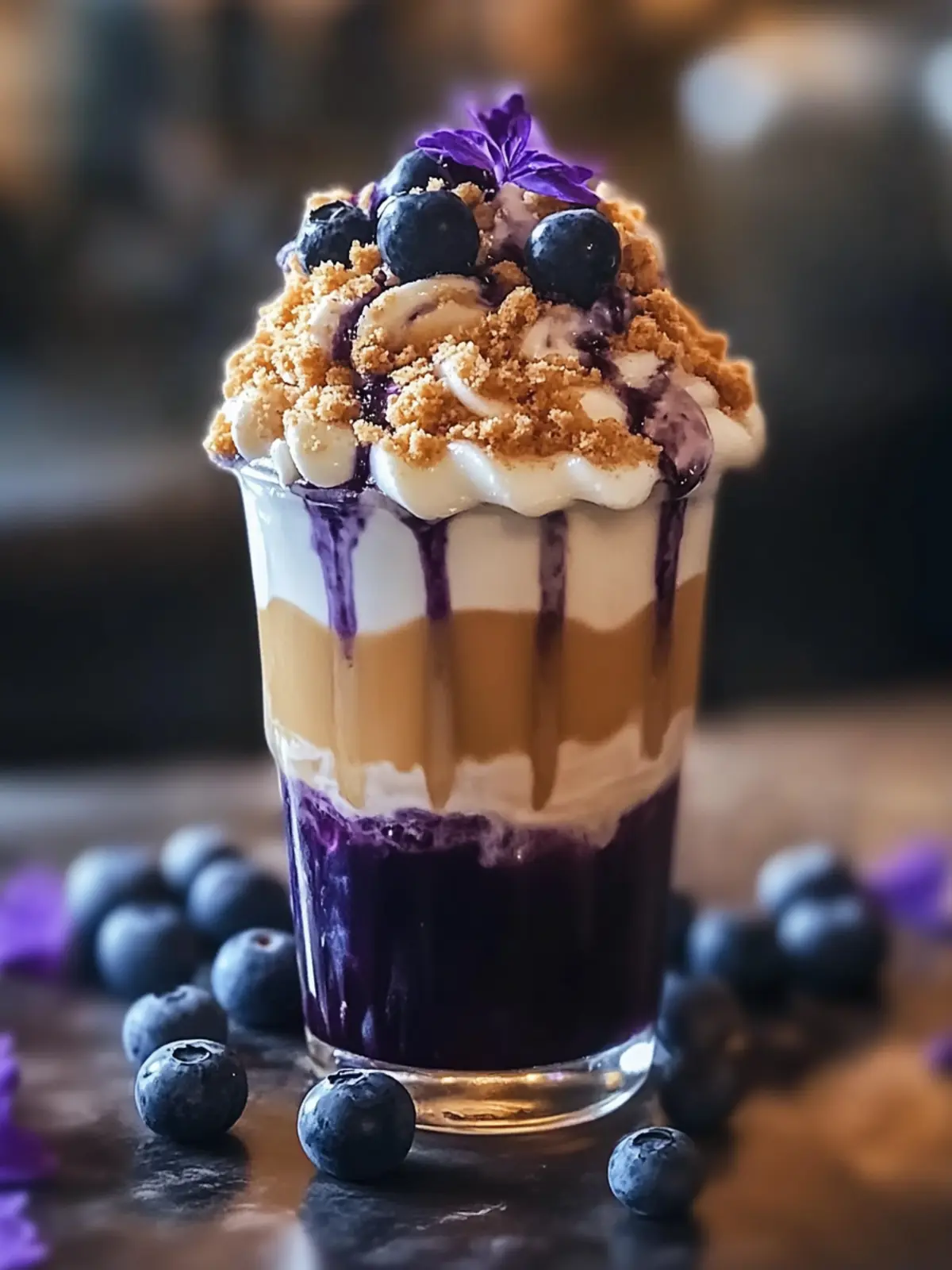 Blueberry Crumble Iced Latte: Cool Off with Custom Flavor Fun 4 Blueberry Crumble Iced Latte