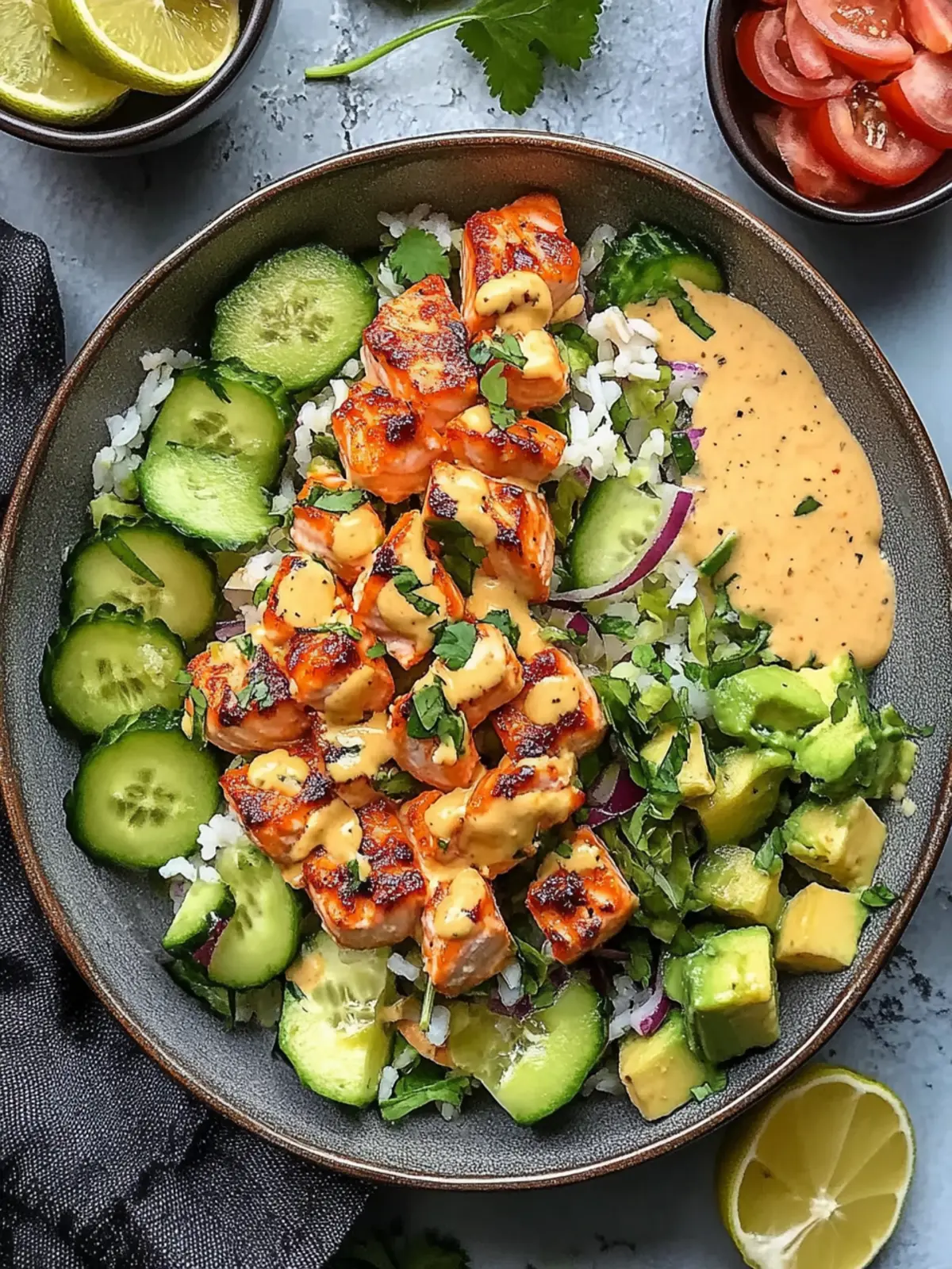 Creamy Bang Bang Salmon Salad