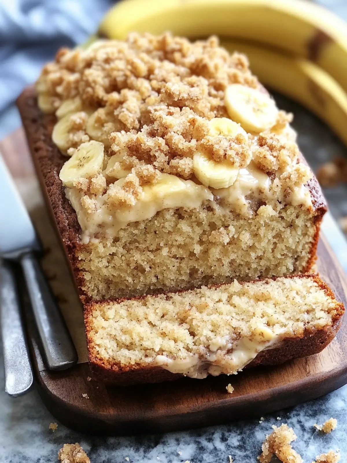 Irresistible Cream Cheese Banana Bread with Crunchy Crumb Topping 3 Cream Cheese Banana Bread with Crumb Topping