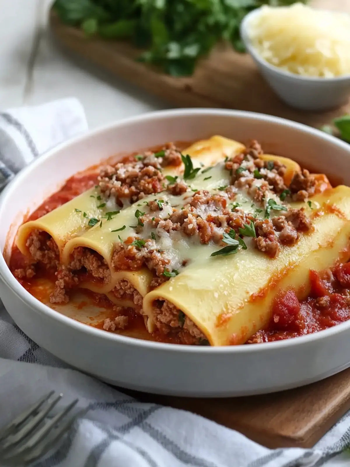 Beef Manicotti Recipe with Ground Beef and Marinara