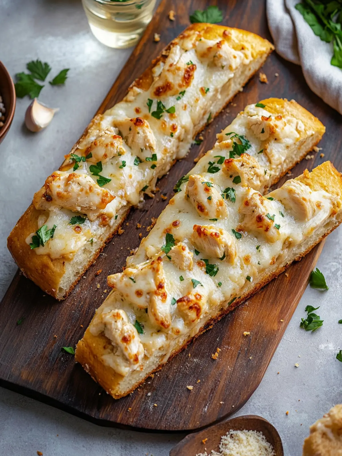 Chicken Alfredo Garlic Bread
