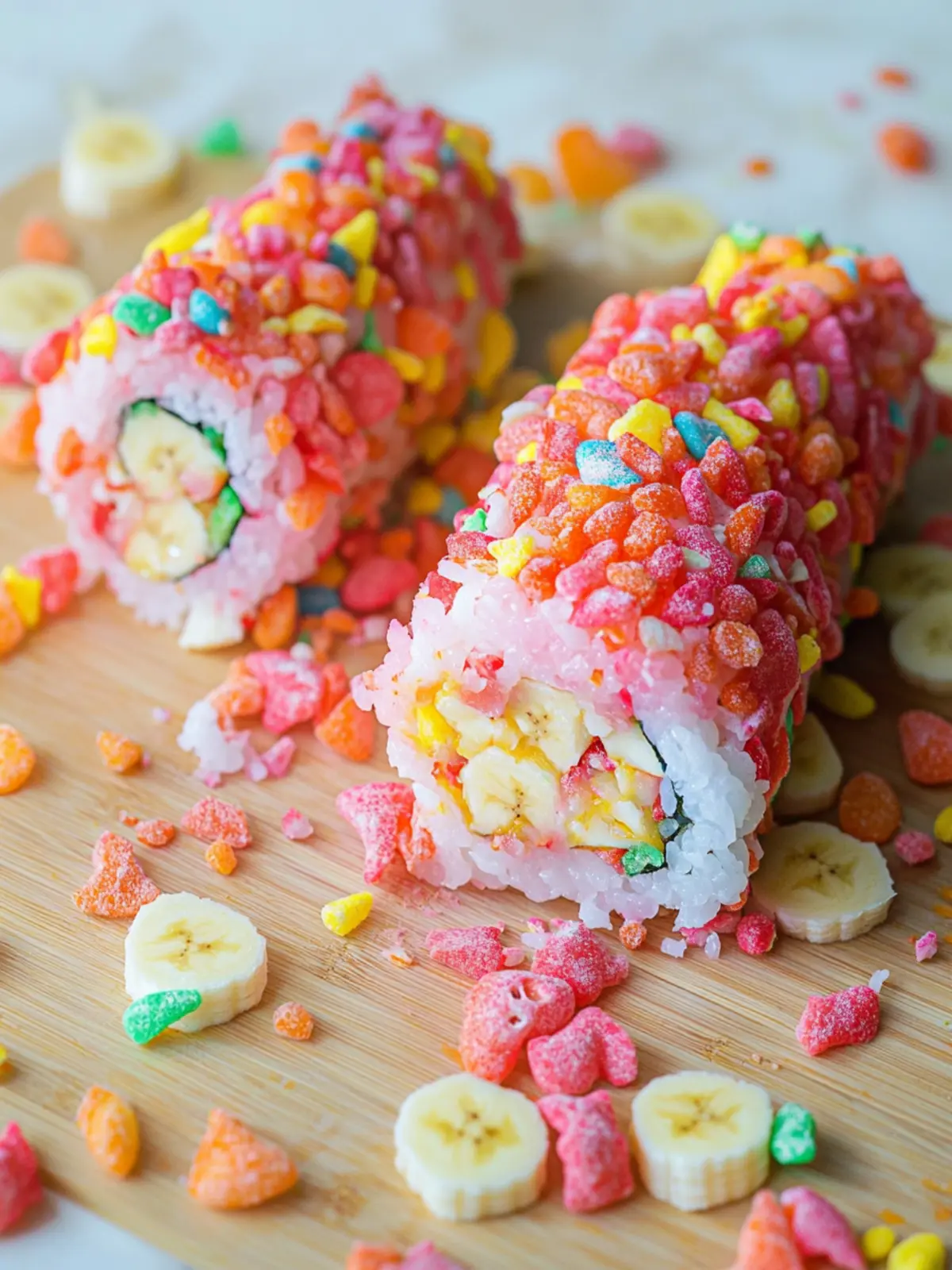 Fruity Pebbles Banana Sushi: A Playful Snack Adventure! 4 Fruity Pebbles Banana Sushi