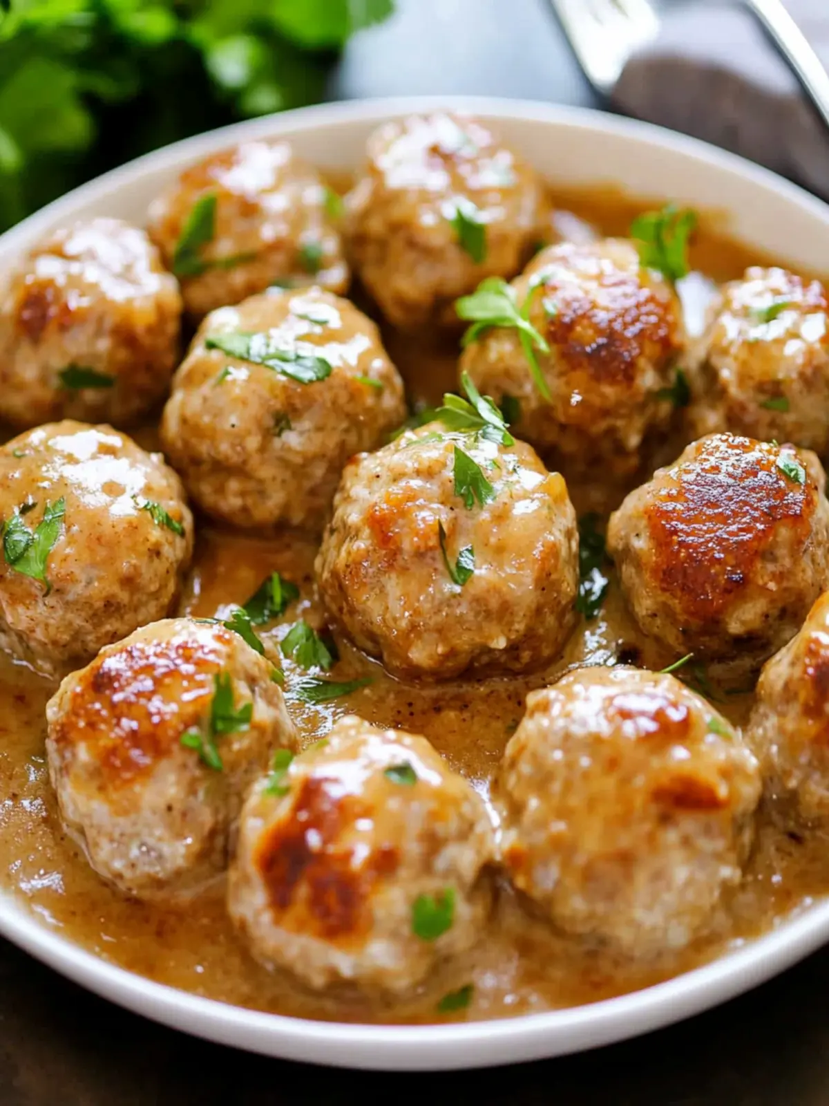 Savory Turkey Meatballs in Creamy Blissful Sauce 3 Turkey Meatballs