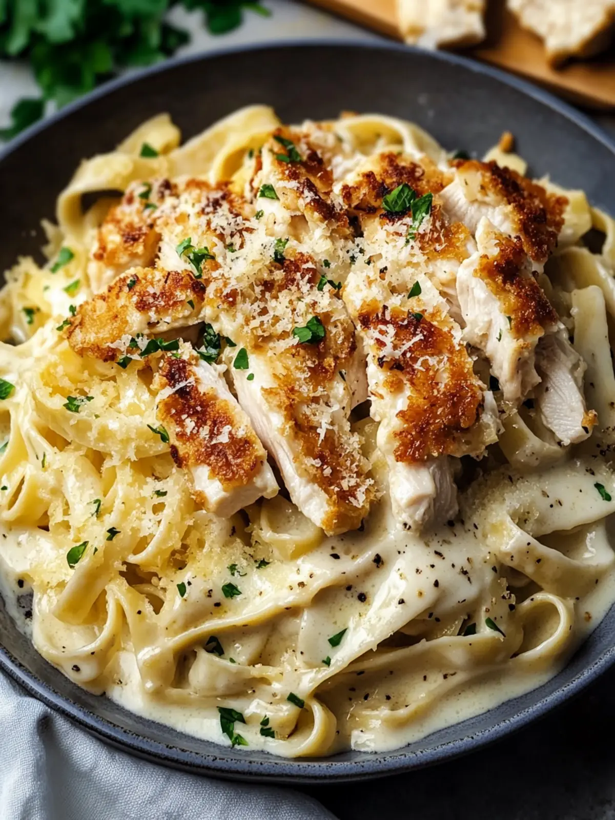 Crispy Chicken Fettuccine Alfredo: Pure Comfort Food Bliss 2 Crispy Chicken Fettuccine Alfredo