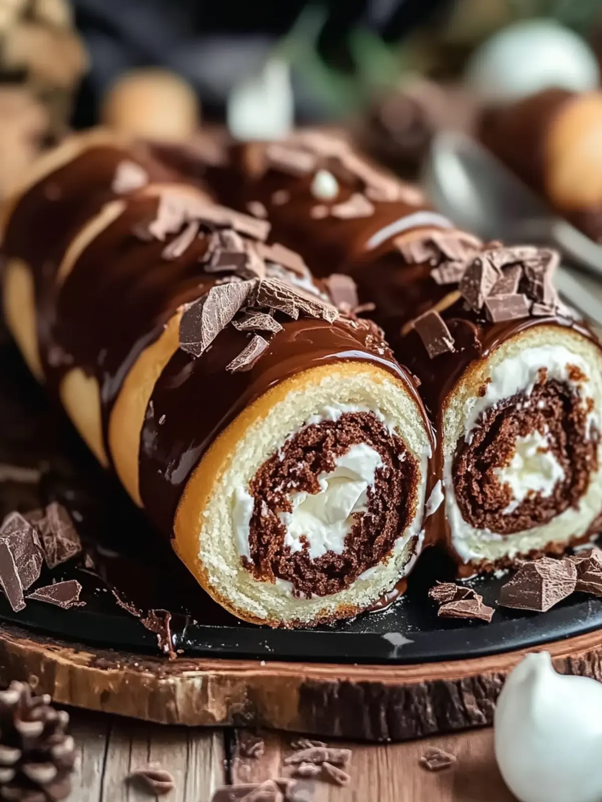 Delicious Chocolate Roll Cake with Creamy Fillings Galore 5 Chocolate Roll Cake