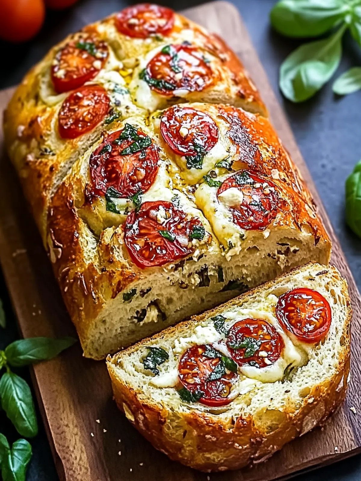 Savory Caprese Bread: No-Yeast Bliss for Easy Feasting 4 Savory Caprese Bread