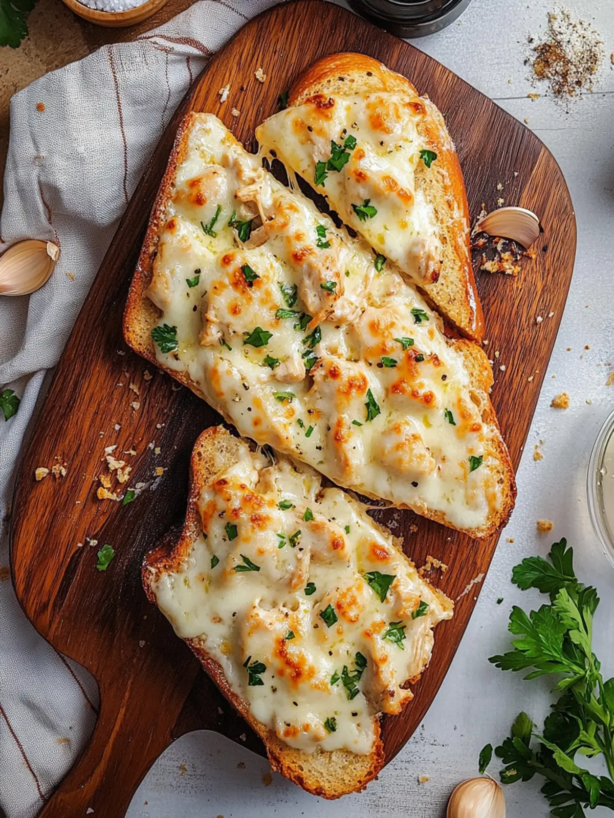 Chicken Alfredo Garlic Bread