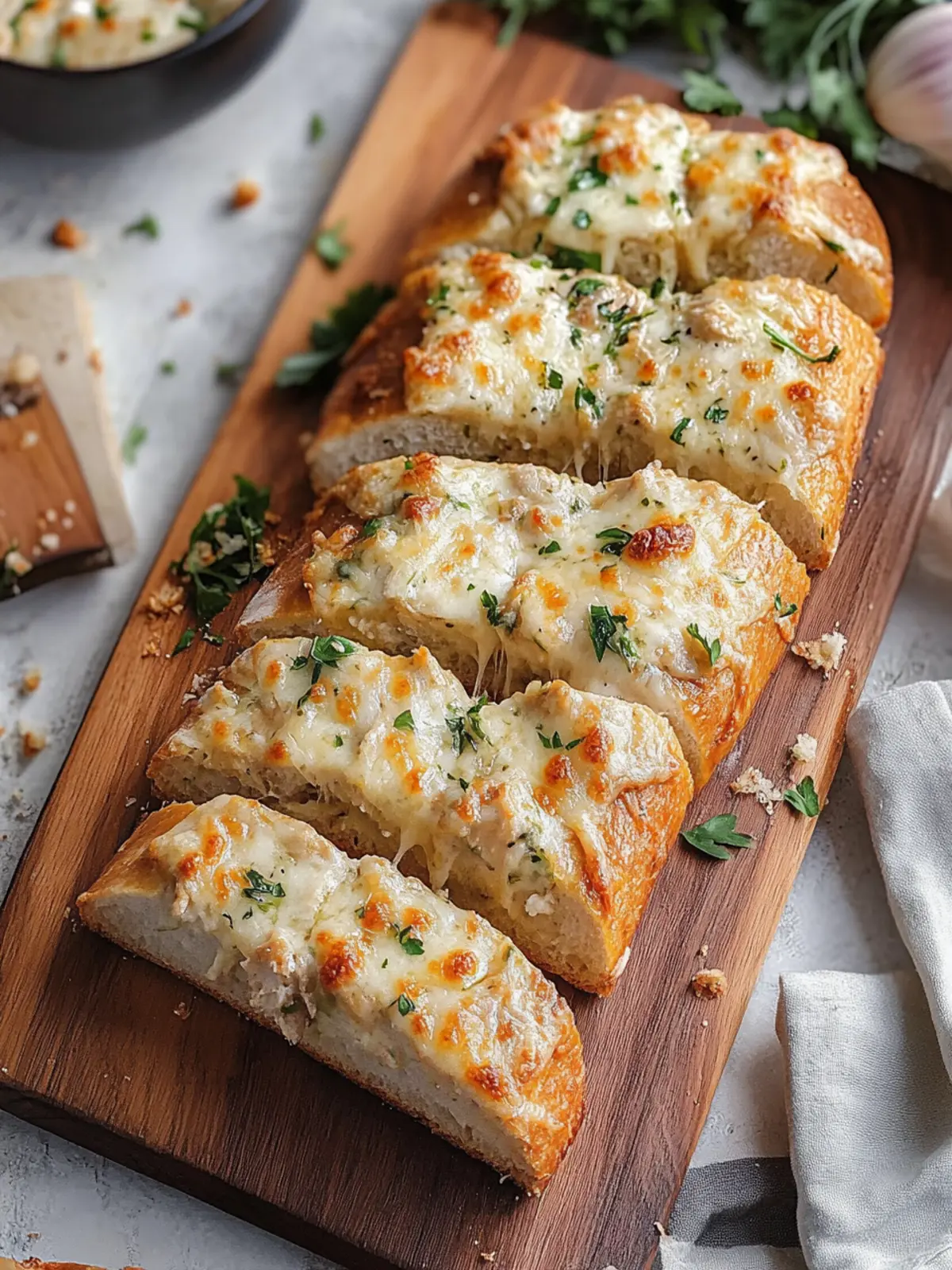 Chicken Alfredo Garlic Bread