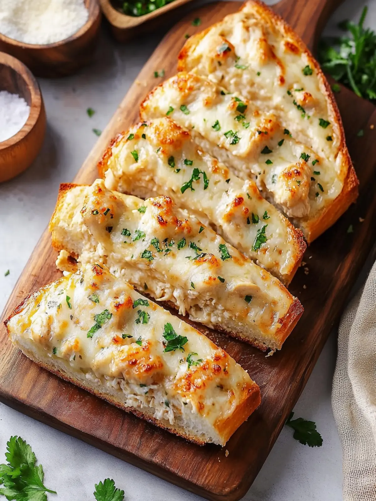 Chicken Alfredo Garlic Bread