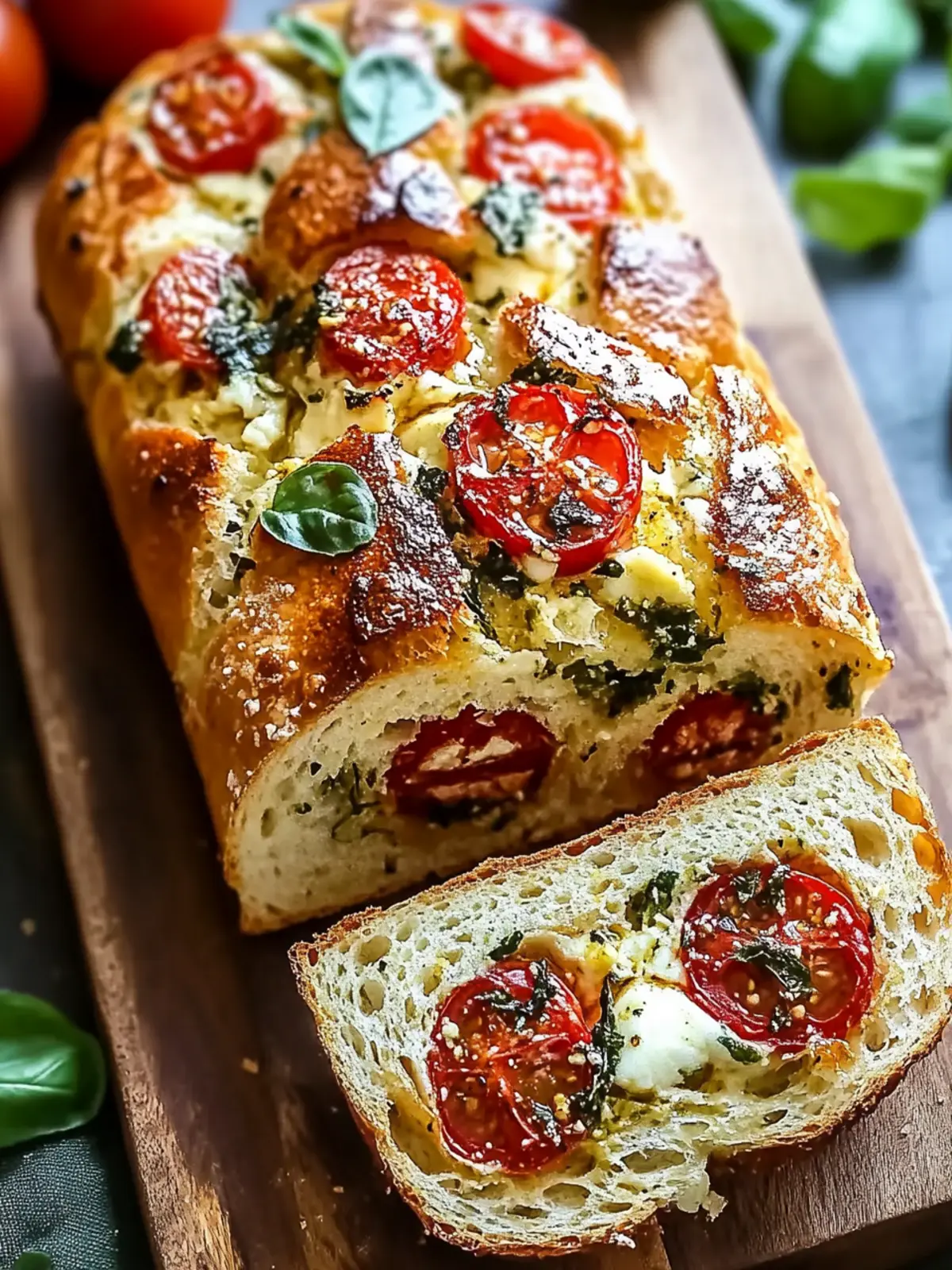 Savory Caprese Bread: No-Yeast Bliss for Easy Feasting 2 Savory Caprese Bread