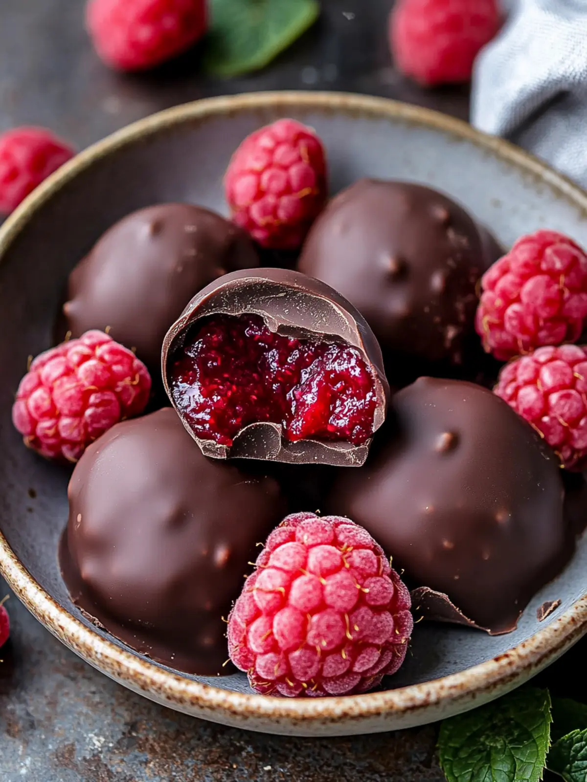 Raspberry Filled Chocolate Bites
