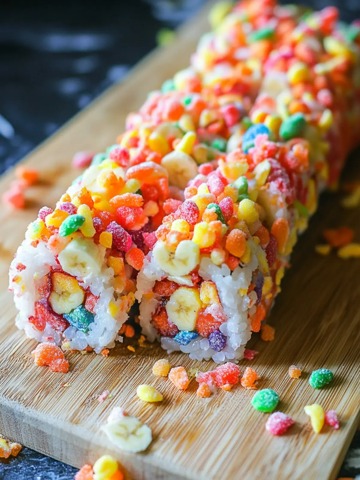 Fruity Pebbles Banana Sushi: A Playful Snack Adventure! 2 Fruity Pebbles Banana Sushi