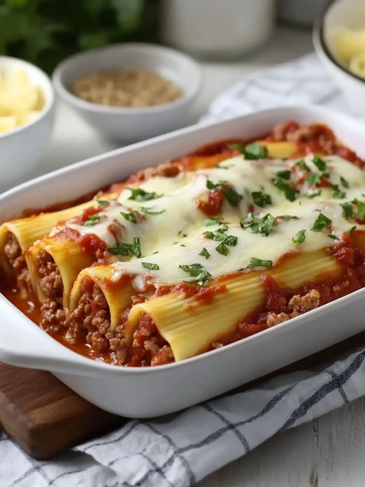 Beef Manicotti Recipe with Ground Beef and Marinara