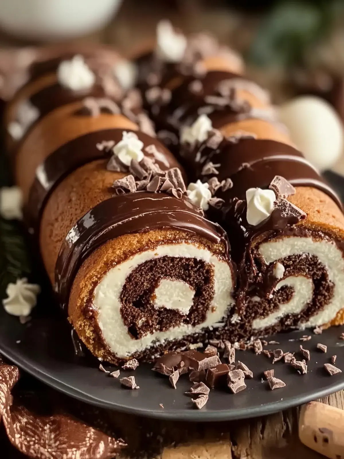 Delicious Chocolate Roll Cake with Creamy Fillings Galore 3 Chocolate Roll Cake