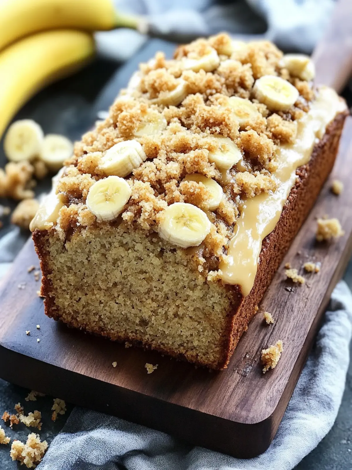 Irresistible Cream Cheese Banana Bread with Crunchy Crumb Topping 2 Cream Cheese Banana Bread with Crumb Topping