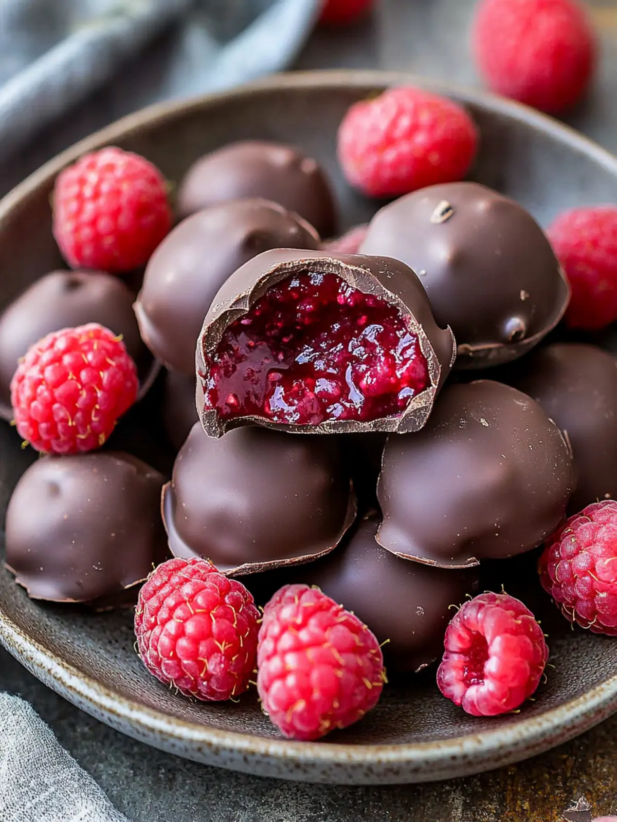 Raspberry Filled Chocolate Bites
