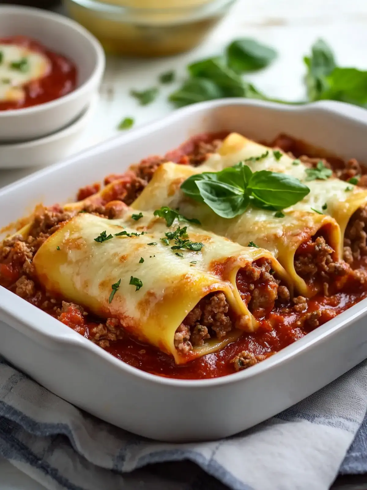 Beef Manicotti Recipe with Ground Beef and Marinara