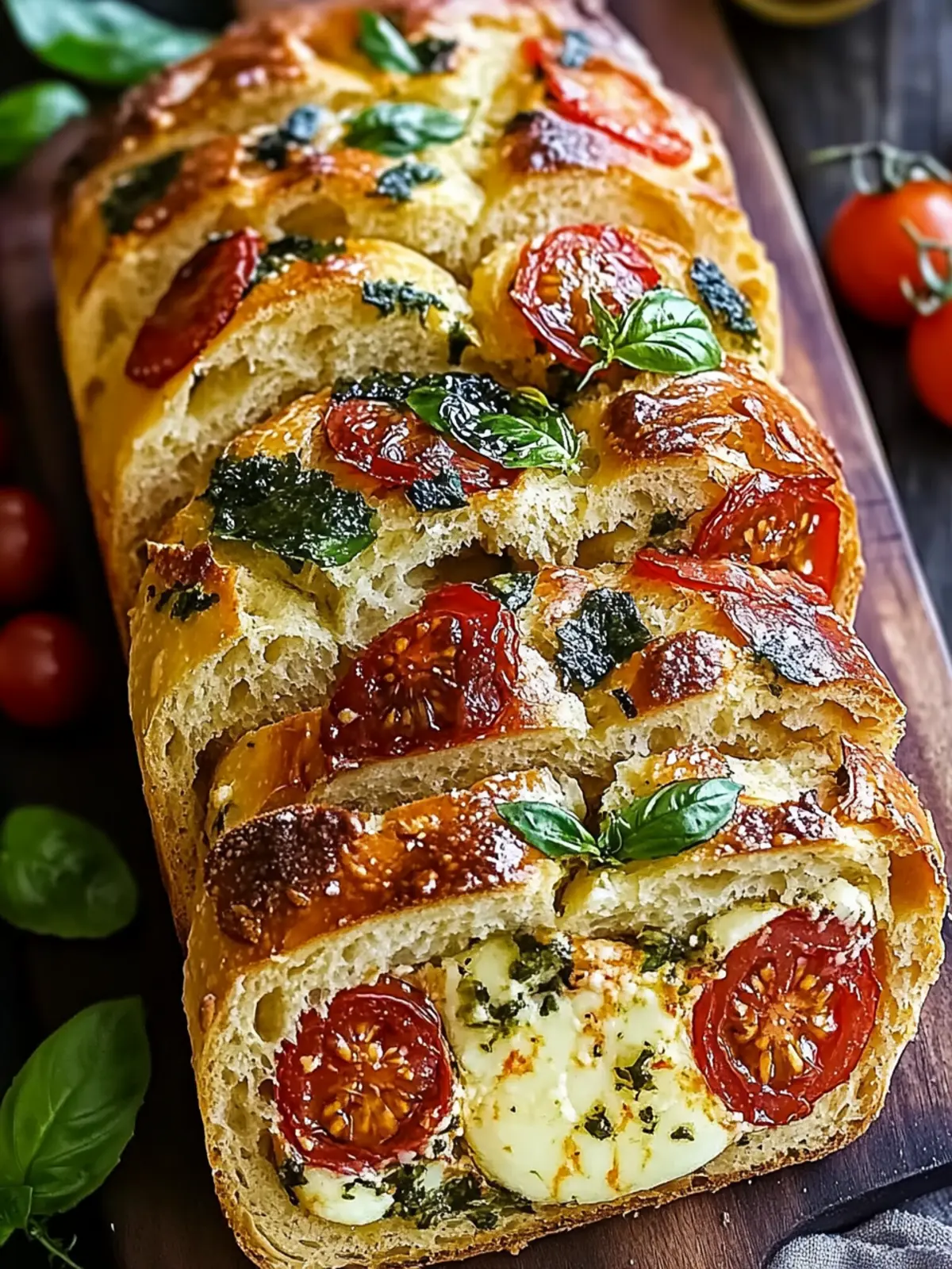 Savory Caprese Bread: No-Yeast Bliss for Easy Feasting 3 Savory Caprese Bread