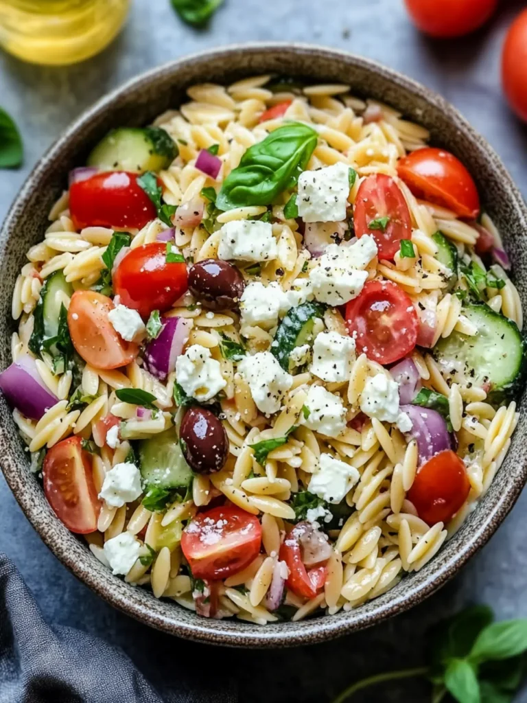 Greek Orzo Pasta Salad with Feta Cheese