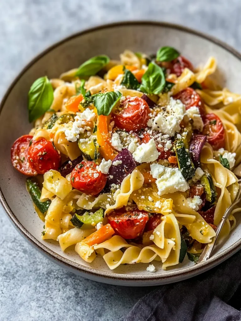 Roasted Veggie Pasta with Feta