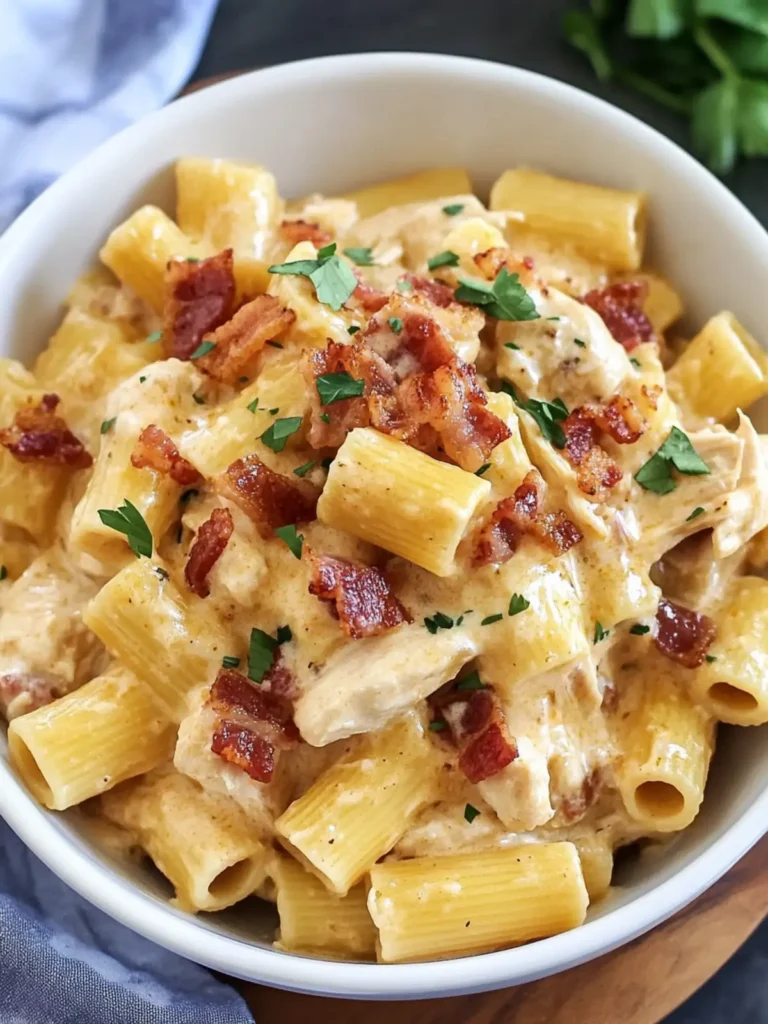 CrockPot Cheddar Bacon Chicken Rigatoni